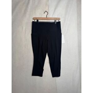 NWT Athleta Salutation Stash Pocket Powervita Capri Leggings Black Large 531304